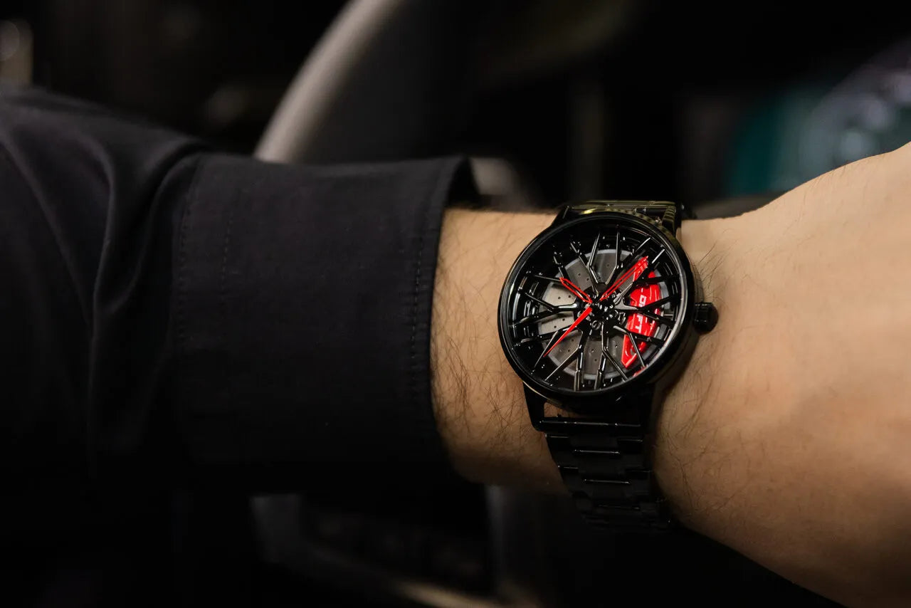 Get in the fast lane of style with our dynamic red Motorsport Rim Watch! Crafted by a young German startup, these watches embody innovation and precision. Perfect for motorsport devotees, tuning enthusiasts, and auto aficionados. It's time to fuel your passion! #id_46744363041098